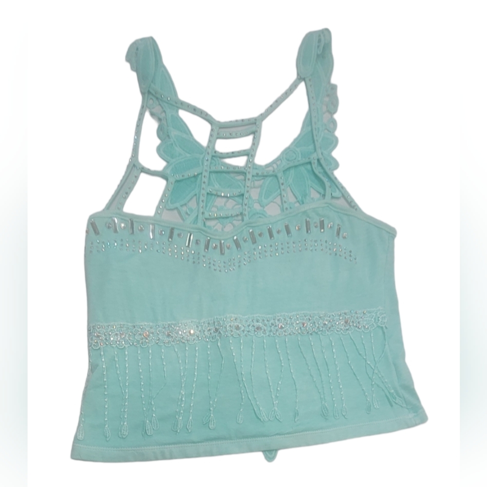 ❤️ KOVER BLUE  GREEN MINT STRAPPY BLOUSE  ONE SIZE. MADE IN COLOMBIA.